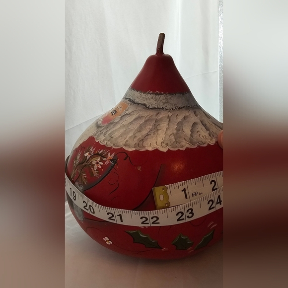 Vintage Folk Art Hand Painted Large Santa Claus Gourd Holiday Christmas 9" - Picture 8 of 8